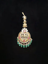 Polki and Green Bead Rajwadi Bridal Jewellery Set