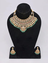 Polki and Green Bead Rajwadi Bridal Jewellery Set