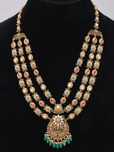 Polki and Green Bead Rajwadi Bridal Jewellery Set