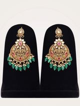 Polki and Green Bead Rajwadi Bridal Jewellery Set