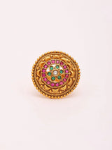 Floral Brass Adjustable Ring