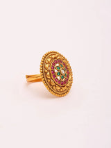 Floral Brass Adjustable Ring