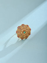 Floral Mandala Kundan Brass Adjustable Ring