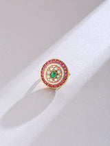 Floral Polki Stone Studded Adjustable Brass Ring