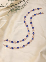 Blue Topaz Sterling Silver Anklet with Rose Gold Finish (Pair)