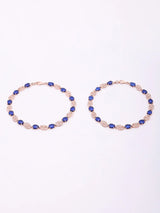Blue Topaz Sterling Silver Anklet with Rose Gold Finish (Pair)