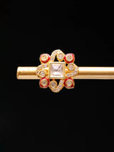 Kundan Stone Studded Gold Tone Sterling Silver Stud Earrings