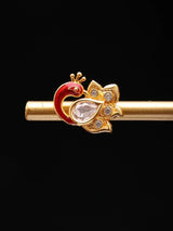 Red Peacock Sterling Silver Gold Tone Stud Earrings