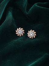 Floral Chakra Design Sterling Silver Stud Earrings