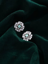 Floral Zircon Studded Sterling Silver Earrings