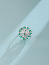 Floral Zircon Sterling Silver Ring