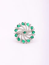 Floral Zircon Sterling Silver Ring