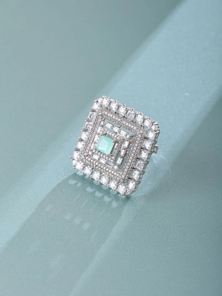 Concentric Square Geometric Sterling Silver Ring