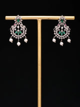 Floral Sterling Silver Earrings with Pearl Drop