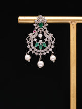 Floral Sterling Silver Earrings with Pearl Drop