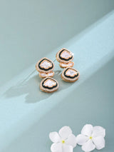 Kundan Stone Studded Leaf Sterling Silver Earrings