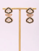 Kundan Stone Studded Leaf Sterling Silver Earrings