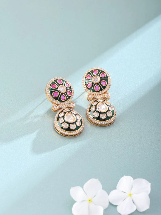 Rajwadi Kundan Sterling Silver Earrings