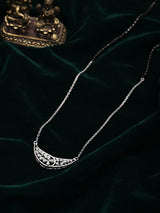 Curved Floral Zircon Sterling Silver Mangalsutra Necklace