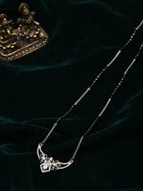 Leaf and Zircon Sterling Silver Mangalsutra Necklace