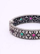 Beaded Floral Sterling Silver Openable Bangles Pair
