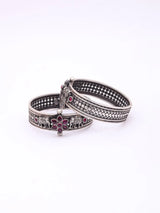 Elephant Engraved Sterling Silver Openable Bangles Pair