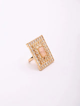 Geometric Kundan Stone Studded Adjustable Brass Ring
