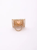 Geometric Kundan Stone Studded Adjustable Brass Ring