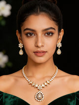 Zircon Studded Sterling Silver Necklace Set