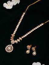 Zircon Studded Sterling Silver Necklace Set