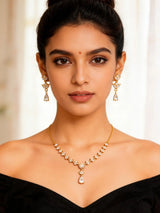 Floral Teardrop Zircon Sterling Silver Necklace and Earrings Set