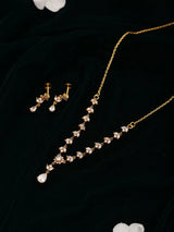 Floral Teardrop Zircon Sterling Silver Necklace and Earrings Set