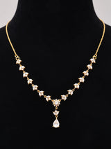 Floral Teardrop Zircon Sterling Silver Necklace and Earrings Set