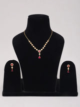 Floral Red Zircon Sterling Silver Necklace Set