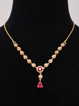 Floral Red Zircon Sterling Silver Necklace Set
