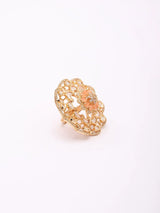 Floral Kundan Cocktail Ring in Orange and Sea Green