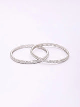 Stone Studded Sterling Silver Bangles (Pair)