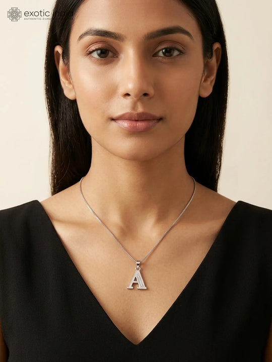 Initial Letter Sterling Silver Alphabet Pendant