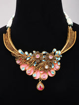 Pink Meenakari Filigree Kundan Sterling Silver Necklace Set
