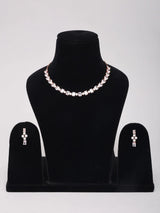 Geometric Cut Stone Rose Gold Sterling Silver Necklace Set