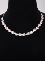Geometric Cut Stone Rose Gold Sterling Silver Necklace Set