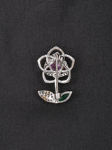 Pink Heart Floral Sterling Silver Brooch