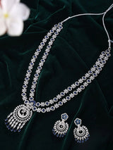 Double Strand Floral American Diamond Necklace and Earrings Set