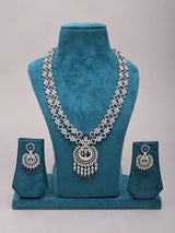 Double Strand Floral American Diamond Necklace and Earrings Set