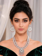 Double Strand Floral American Diamond Necklace and Earrings Set