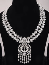 Double Strand Floral American Diamond Necklace and Earrings Set
