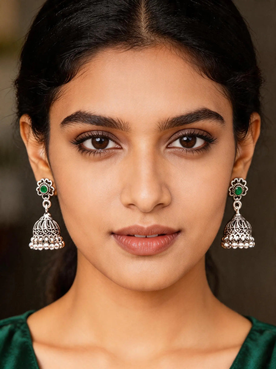 Filigree Sterling Silver Jhumka Earrings