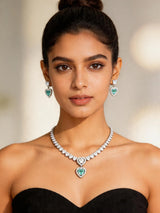 Heart Cut Zircon Sterling Silver Necklace and Earrings Set