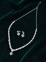 Heart Cut Zircon Sterling Silver Necklace and Earrings Set