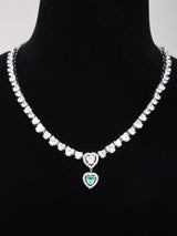 Heart Cut Zircon Sterling Silver Necklace and Earrings Set